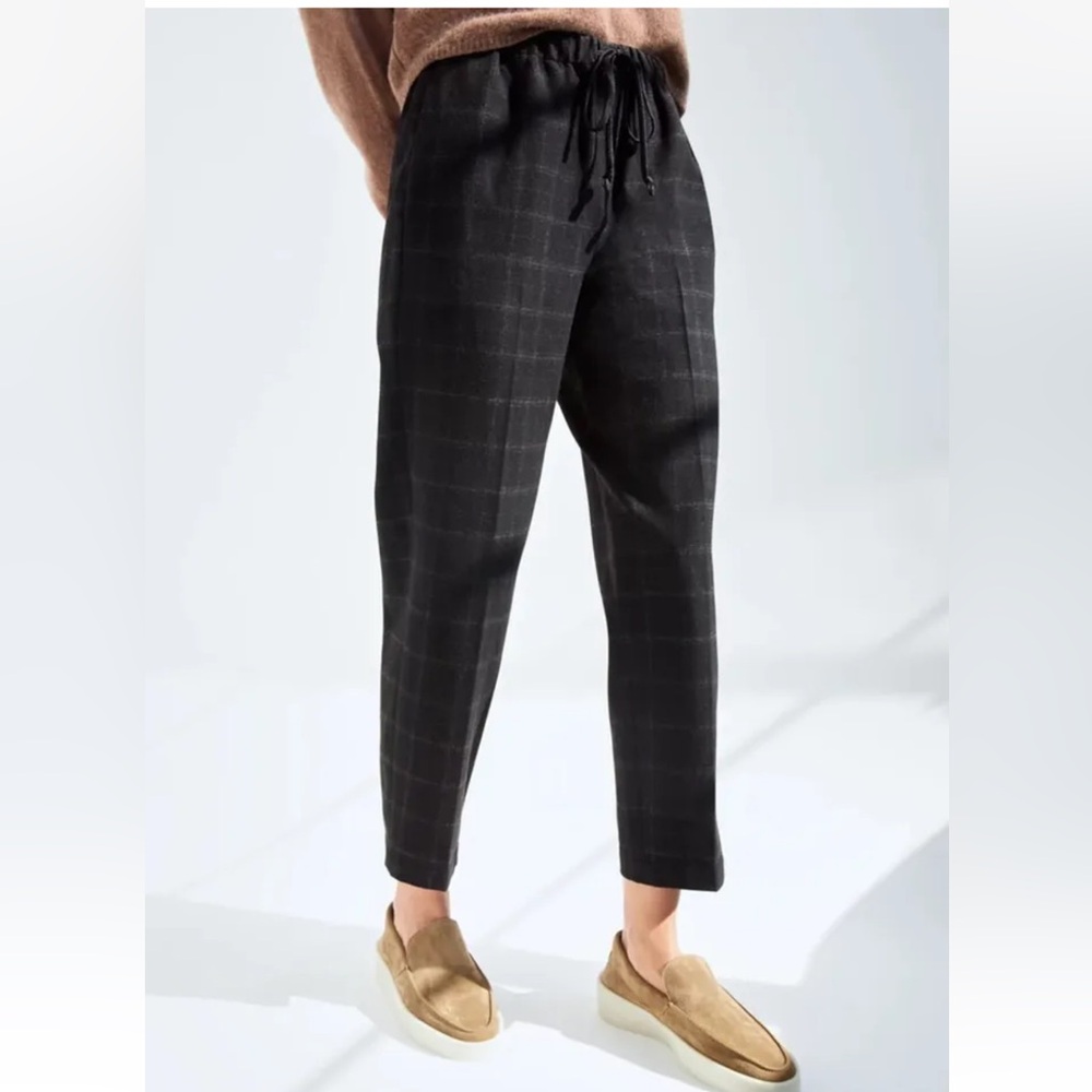 Aritzia Black Plaid Trousers